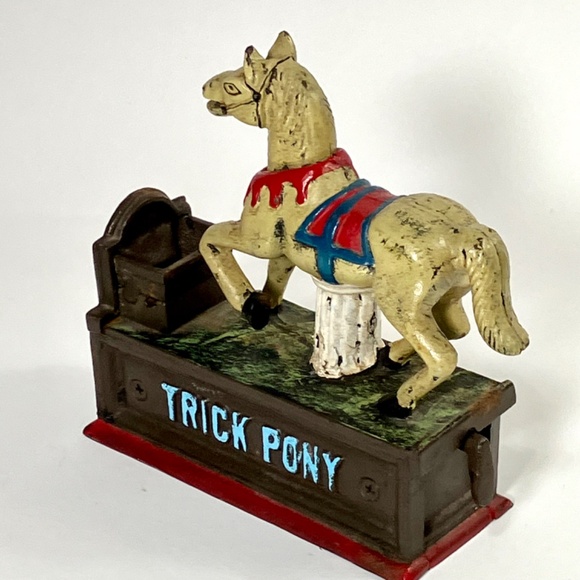 VINTAGE TRICK PONY CAST IRON MECHANICAL BANK - Picture 6 of 13